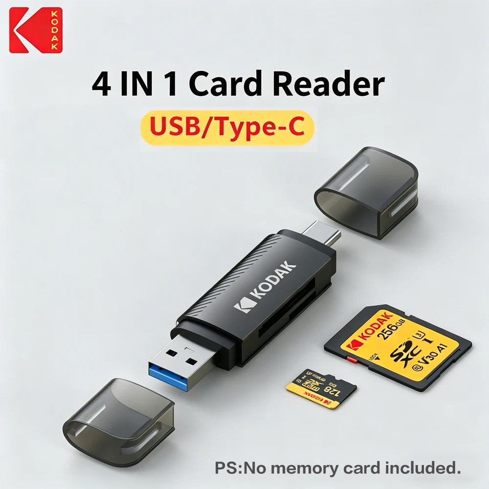 Kodak C210 USB 3.0 & Type C 4 in 1 Card Reader Multifunction Adapter for SD Card Micro SD TF Card for MacBook PC Laptop Zpaxo