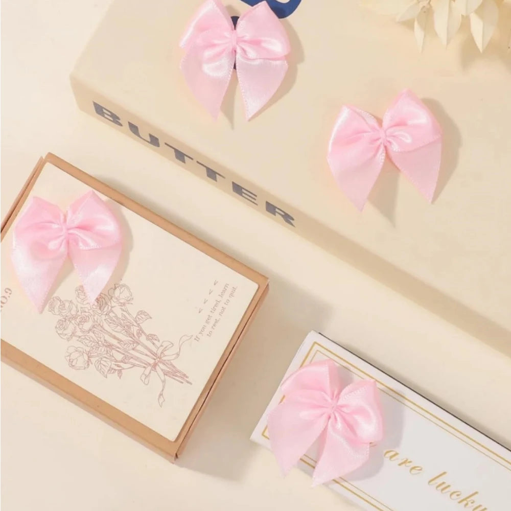 50-200PCS Tiny Pink Crafts Bows Decoration for DIY Cheer Pins Clothespins Accessories Wedding Gift Box Ornament Zpaxo