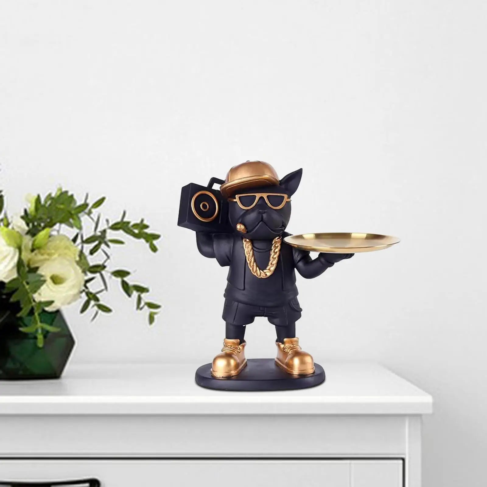 Jewelry Trinket Tray Candy Desktop Animal Figurine Dog Statue Storage Box for Entrance Living Room Countertop Cabinet Office Zpaxo