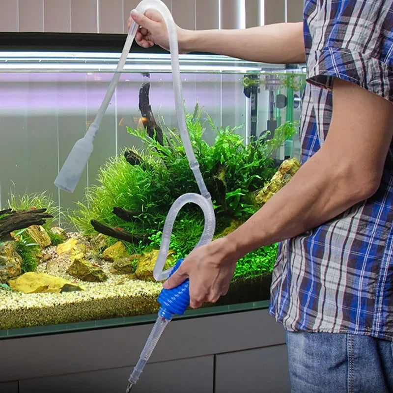 Aquarium Siphon Fish Tank Syphon Vacuum Cleaner Pump Semi-automatic