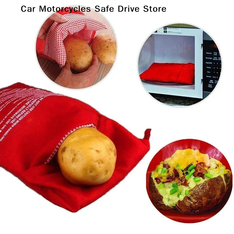 Red Microwave Potato Bags Can Be Reused 4 Minutes Fast Cookware