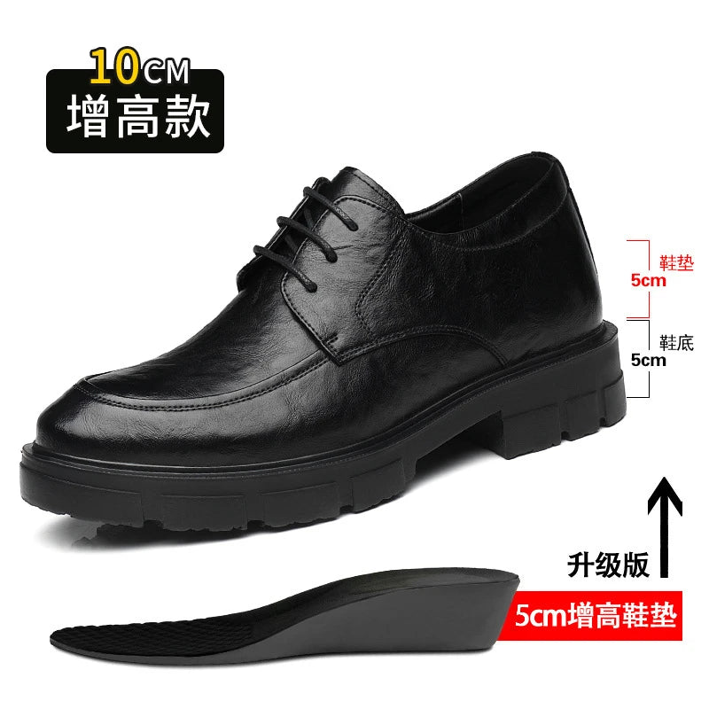 Height Increasing Hand Grained Pattern Formal Business Low Lace Up Zpaxo Z83 Black 10CM 37 China Mainland