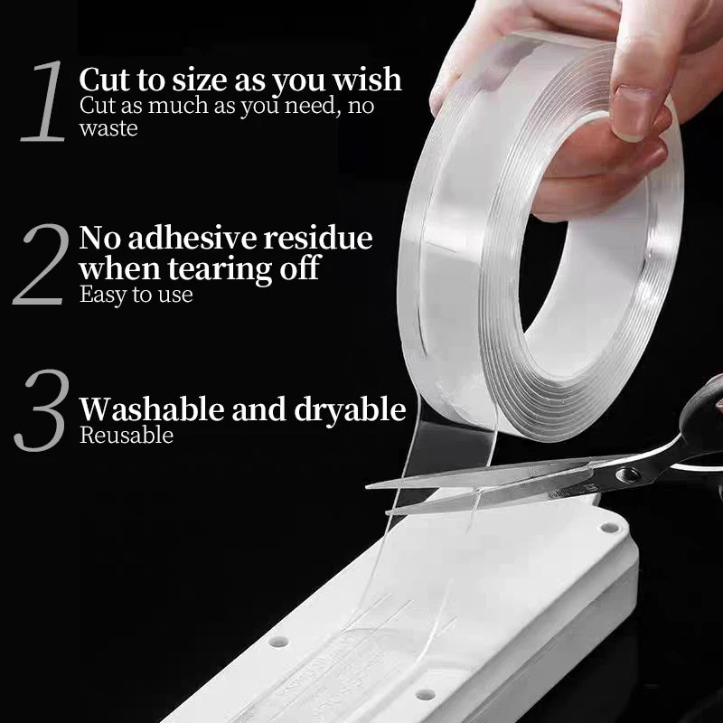 Nano Tape Strong Double Sided Sticky Washable Reusable Transparent