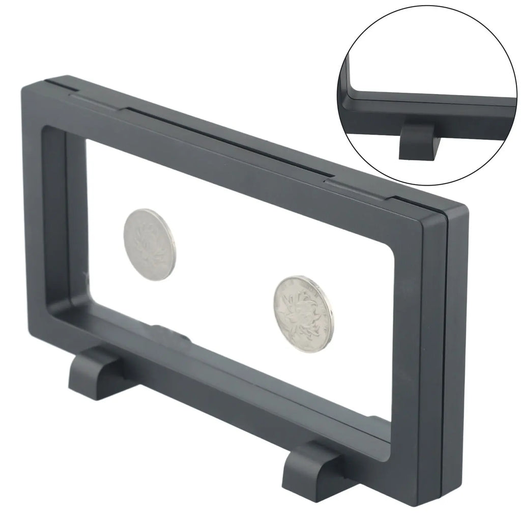3D Floating Frame Coin Box Clear Jewelry Bracelet Display Stand Ring