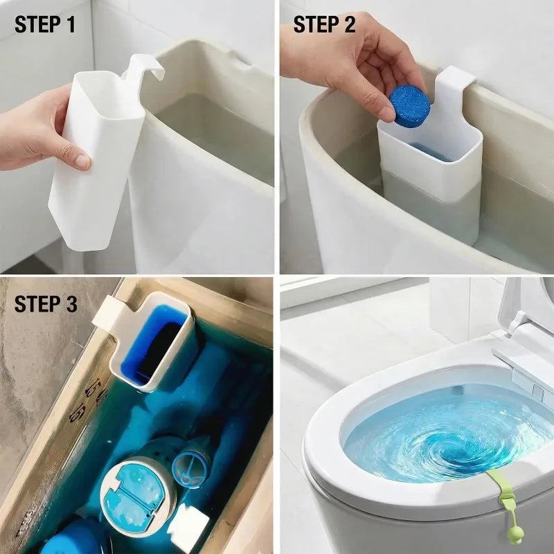 Practical Toilet Solid Tank Replacement Part Toilet Bowl Cleaner Buffer Box Hanging Slow Release Dispenser Free Disposable Glove Zpaxo
