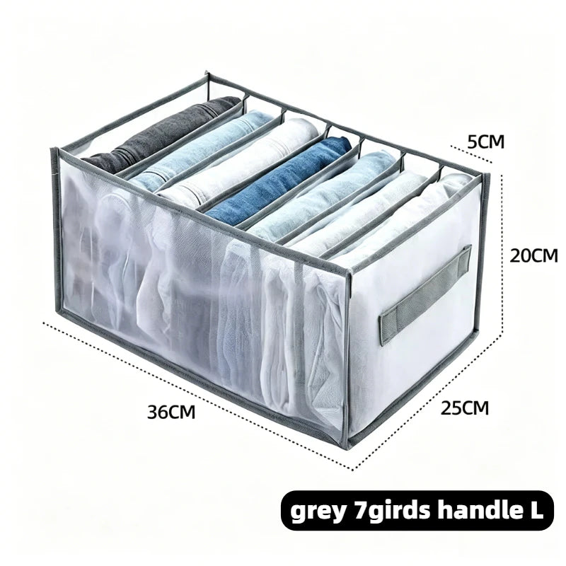 11 Compartment Underwear Organizer Home Collapsible Sock and Panty Storage Box Bra Organizing Breathable Mesh Drawer Organizer Zpaxo grey 7girds handle L as show