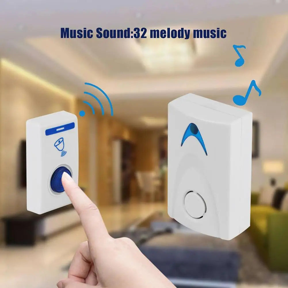 LED Wireless Smart Doorbell Volume Adjustable Office Door Bell Remote Control Battery Powered Security Portable 32 Tune Songs Zpaxo Default Title