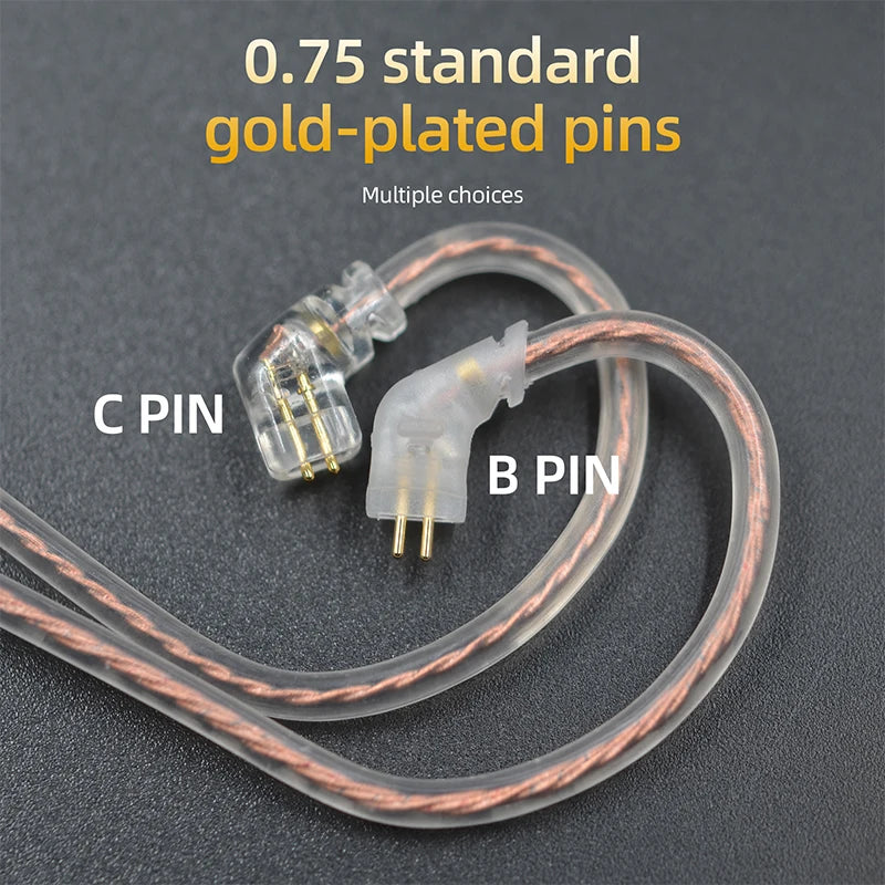 For KZ ZS10 ZSN ZEX In Ear Cable High-Purity Oxygen-Free Copper Twisted Earphones Cable 2pin Cable Silver Plated Cable With Mic Zpaxo