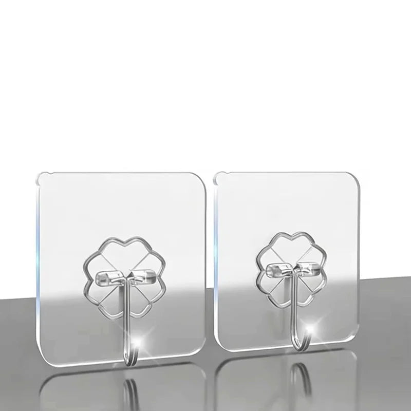 10- Transparent Stainless Steel Strong Self Adhesive Hooks Key