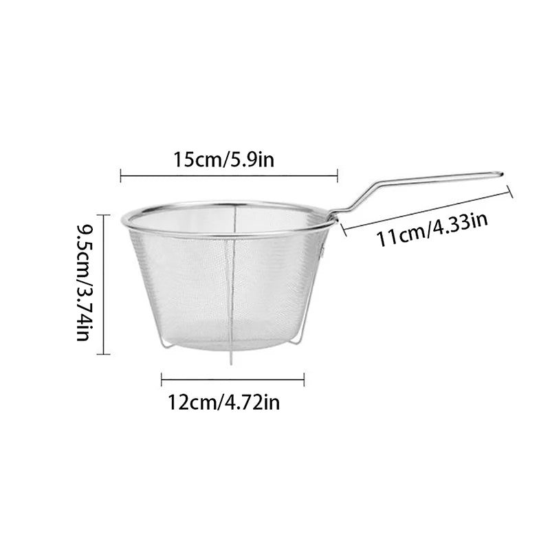Stainless Steel Deep Fry Basket Kitchen Round Fryer Wire Mesh Handle Zpaxo 15cm