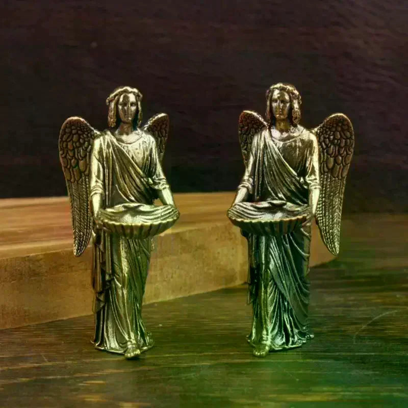Brass Angel Statue Figurines Creative Crafts Desktop Ornaments Metal Zpaxo