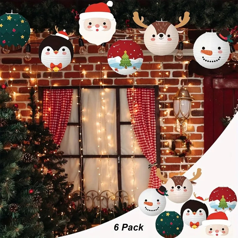 6-piece Christmas Paper Lantern DIY Decoration Lanterns Cartoon