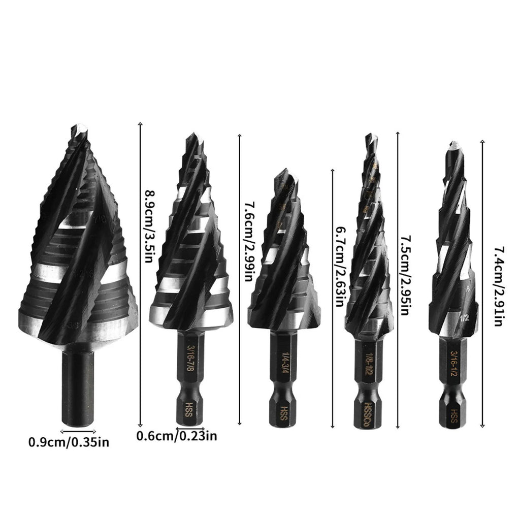 Lot HSS Step Drill Bit Four Spiral Flute Bits Metal Titanium-coated 1
