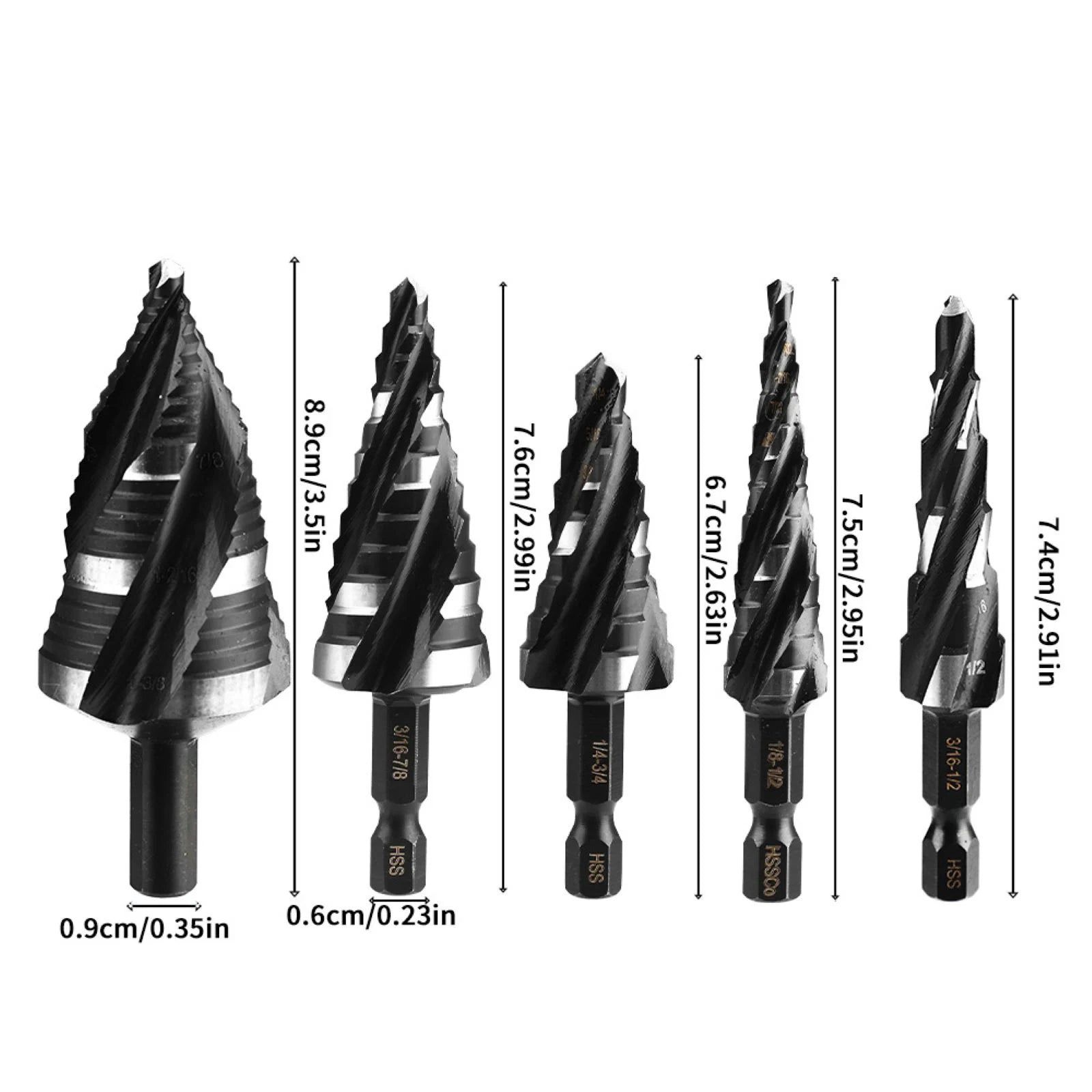 Lot HSS Step Drill Bit Four Spiral Flute Bits Metal Titanium-coated 1