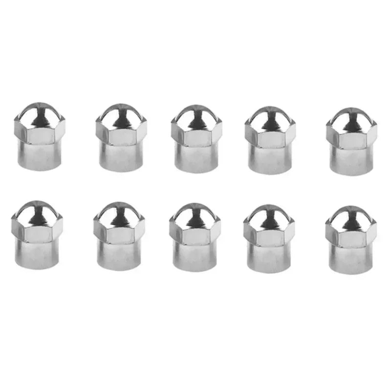 Chrome Tire Valve Caps 10/50 Pack – Universal Car, Bike & Moto