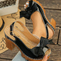 2026 Fashion Bow Decorated Women's High-heeled Sandals Summer Casual Zpaxo black 38