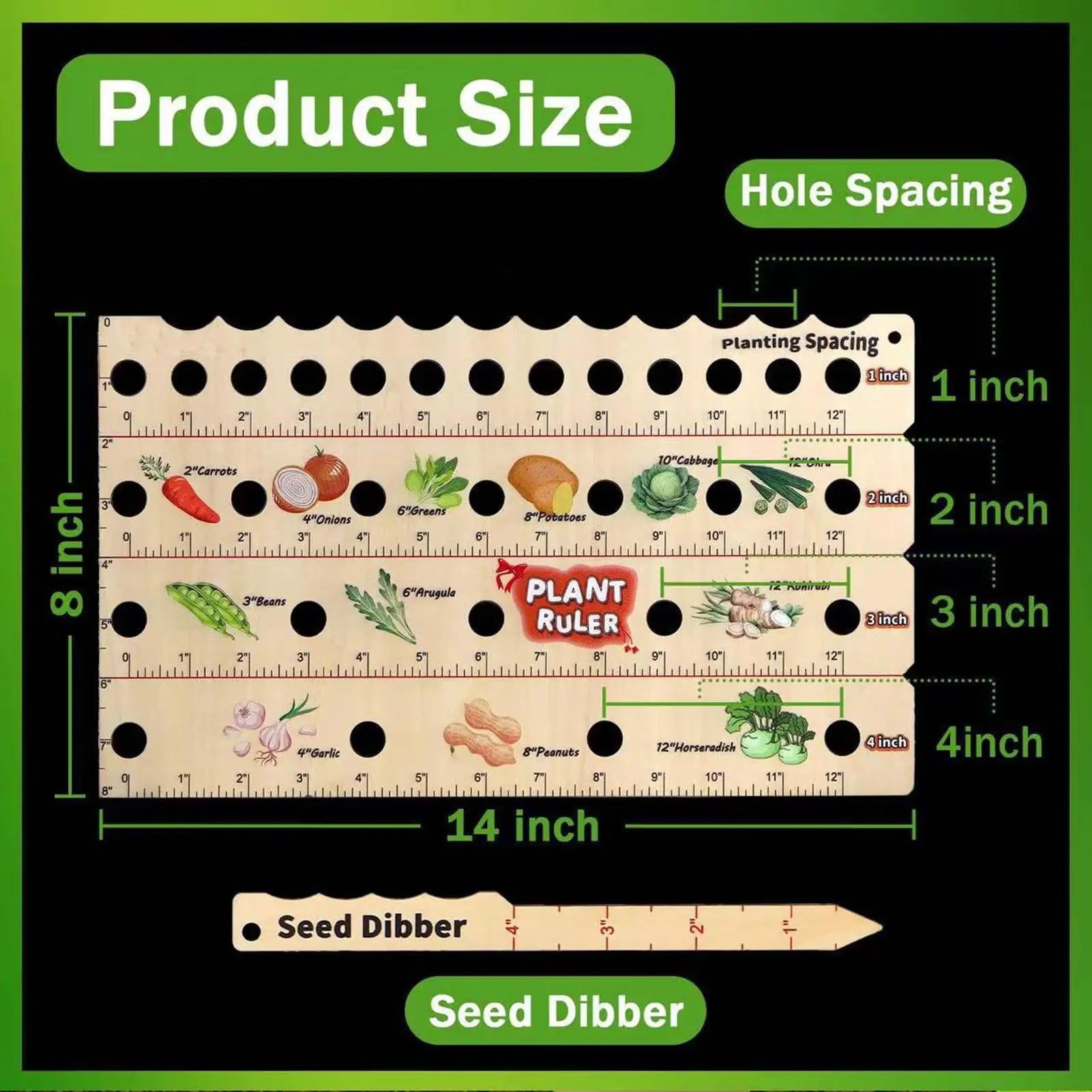 Wooden Plant Ruler Seedling Spacing Tool Gardening Measuring Gauge
