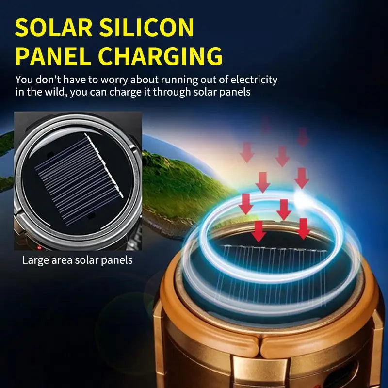 3-in-1 Solar Camping Light, Flashlight & Fan | Outdoor Lamp
