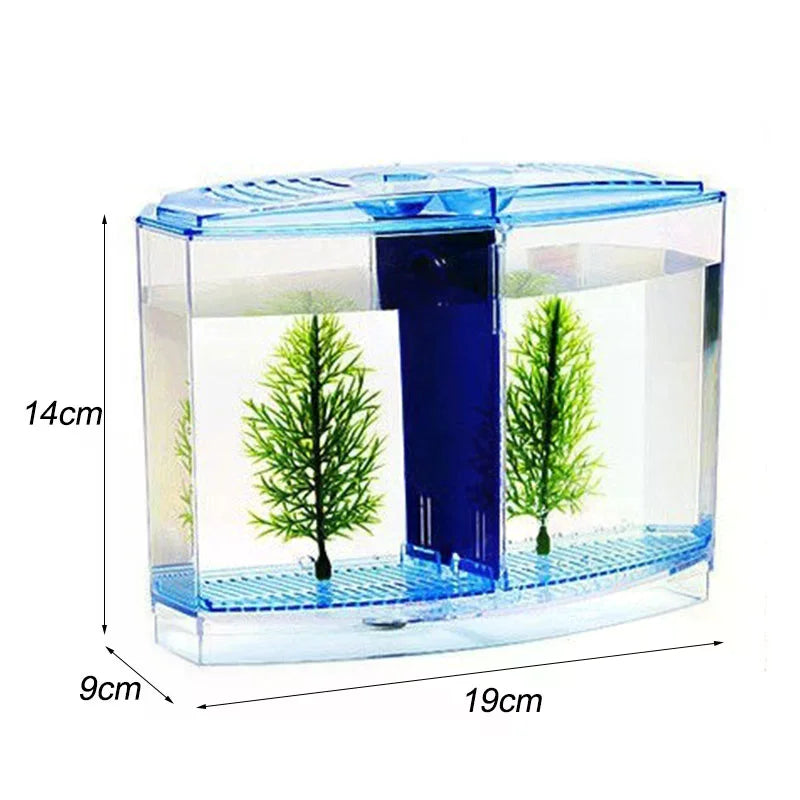 Eco Rumble Fish Aquarium Mini Aquarium Plastic Isolation Box Large Double Compartment Fighting Fish Box Breeding Box Zpaxo