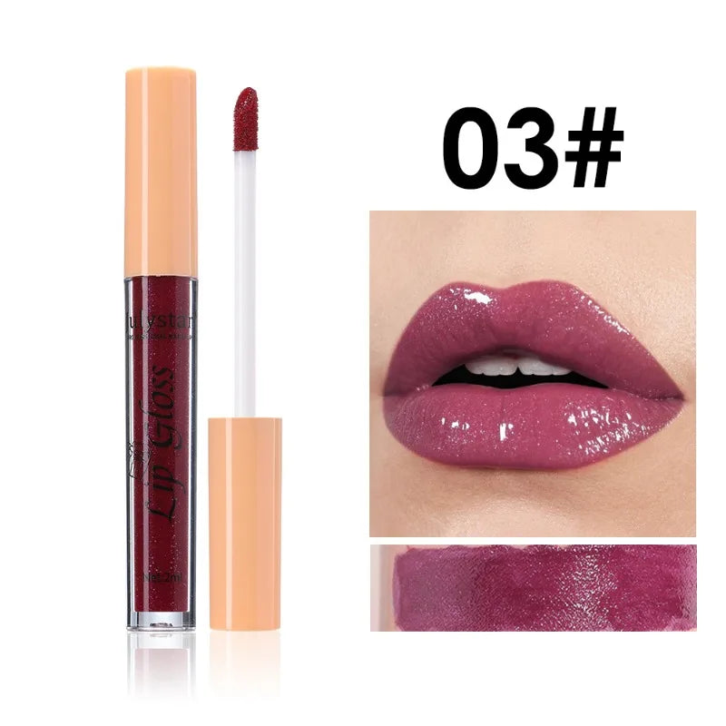 8 Color Glitter Lip Glaze Water Light Mirror Pearlescent Lip Gloss Moisturizing Shimmer Liquid Lipstick Long Lasting Lip Makeup Zpaxo 03