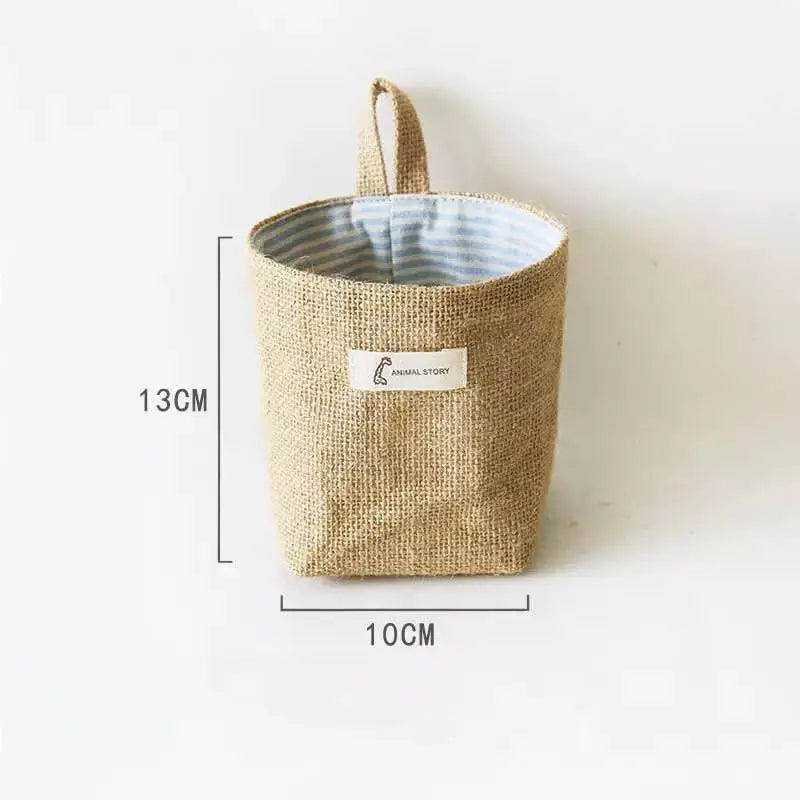 CMCotton Linen Storage Hanging Bags Door Wall Desktop Bathroom Zpaxo one size A
