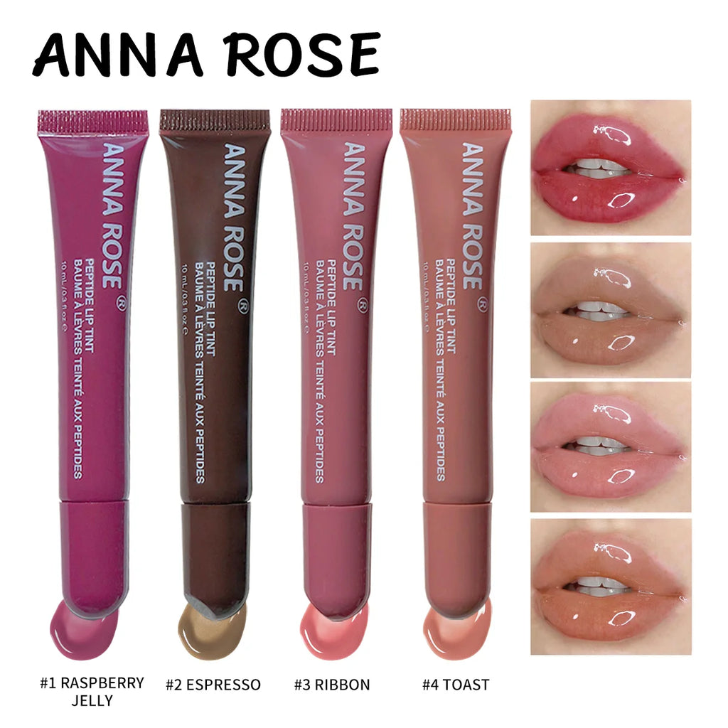 Peptide-Infused Lip Tint Set - 4 Jelly Gloss Shades, Moisturizing Lip Gloss, Long-Lasting Shiny Lip Color Zpaxo