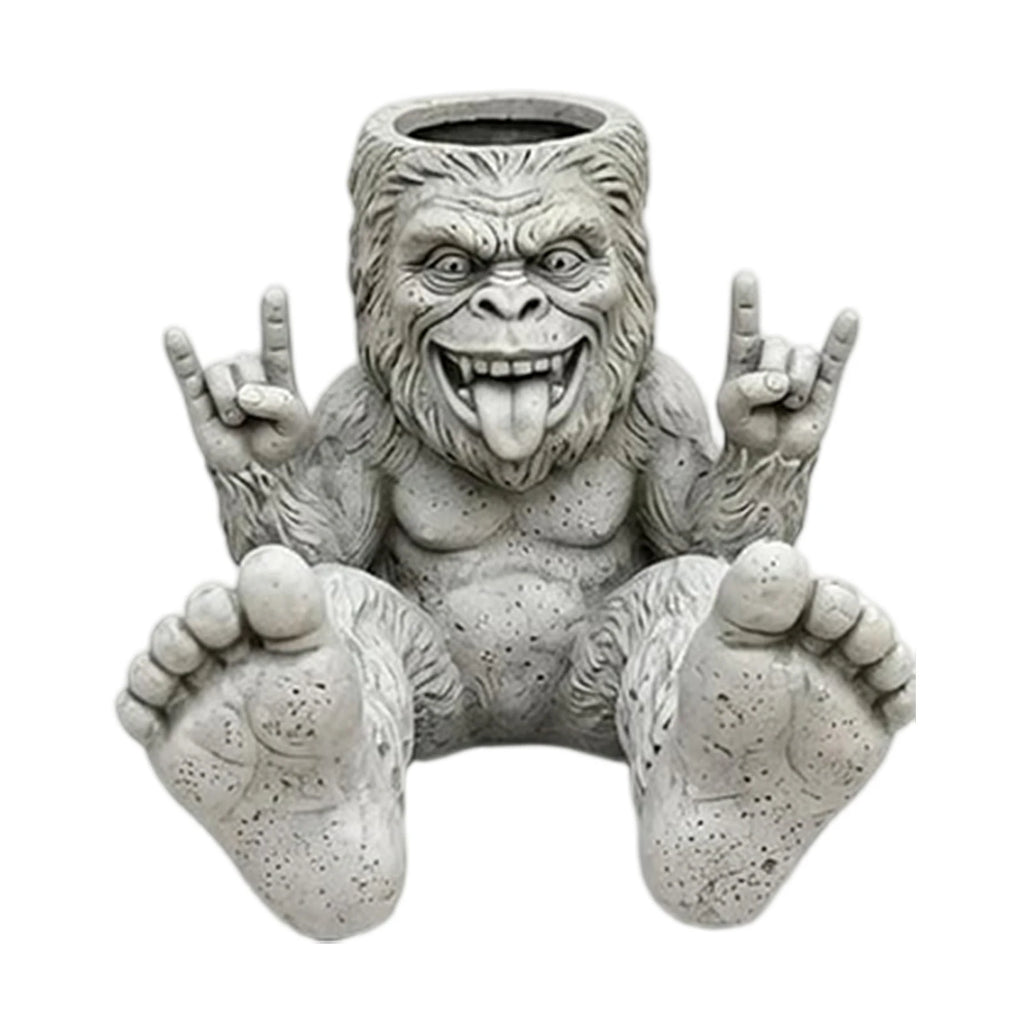 Resin Rebellious Monkey Planter Funny Big-foot Sasquatch Outdoor Zpaxo