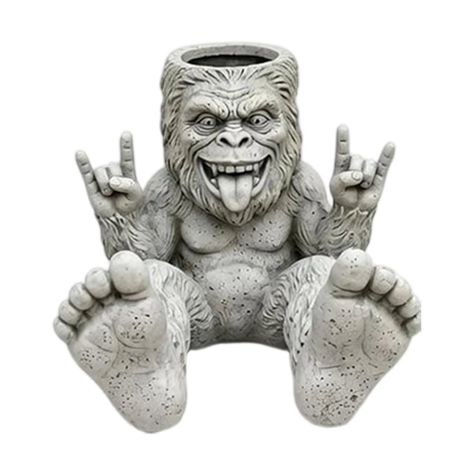 Resin Rebellious Monkey Planter Funny Big-foot Sasquatch Planter Outdoor Weather Resistant Novelty Gift for Plant Lovers Zpaxo