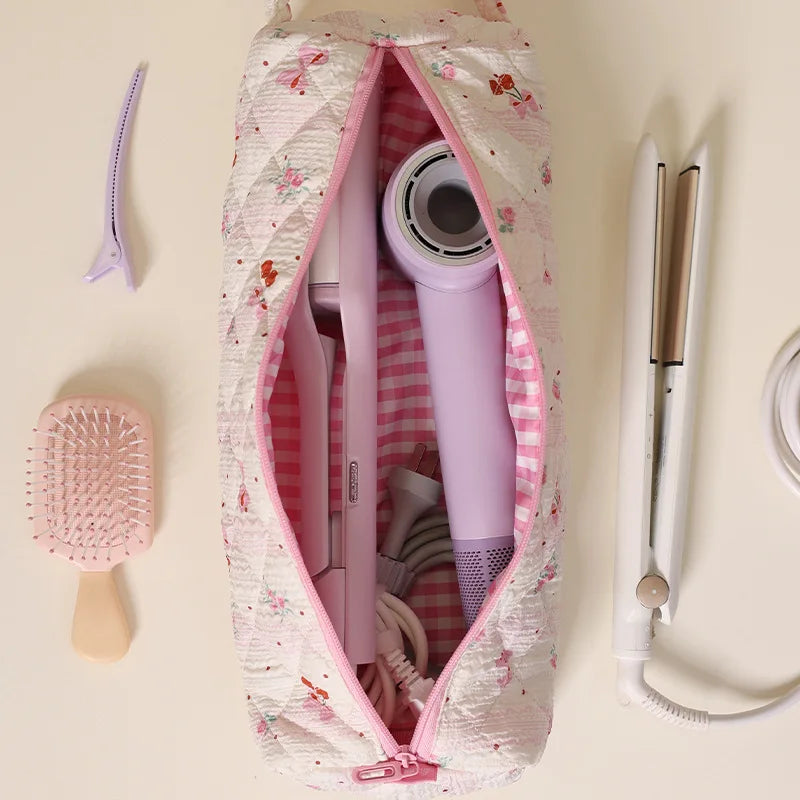New Travel Hair Dryer Storage Bag with Handle Dustproof Curler Storage Bag Large Capacity Soft Quilting Cotton Hair Organizer Zpaxo