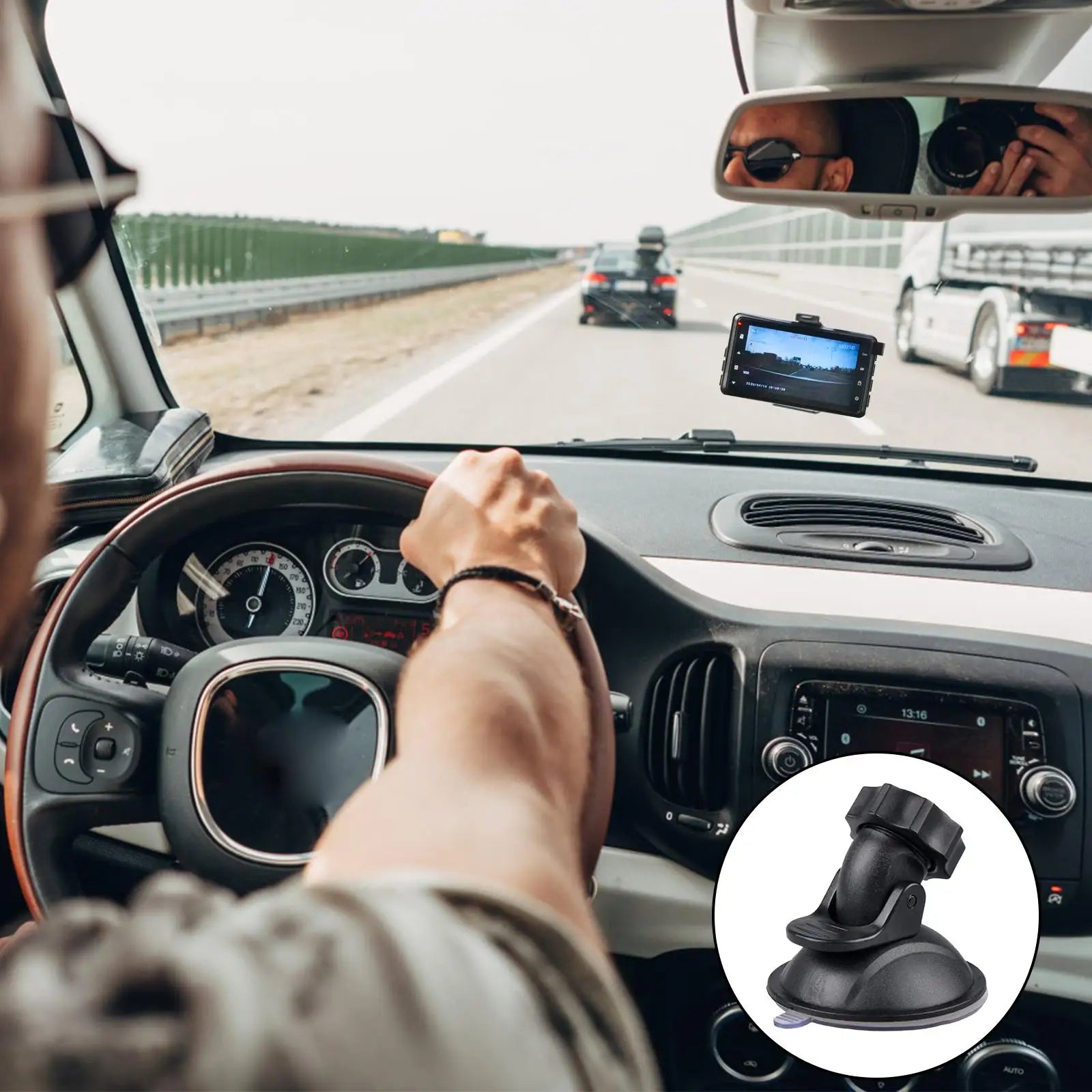 Car Camera Mount Rotatable Bracket Suction Cup Dash Cam Replacement