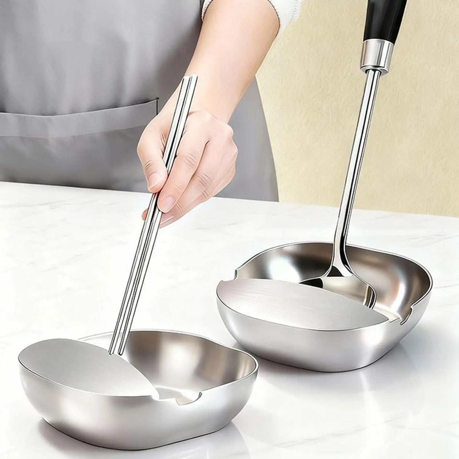 Spoon Rest Kitchen Counter Stainless Steel Stable Base Holder Ladle