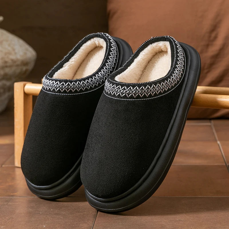 Men's Plush Slippers Winter Thick Fuzzy Indoor House Shoes