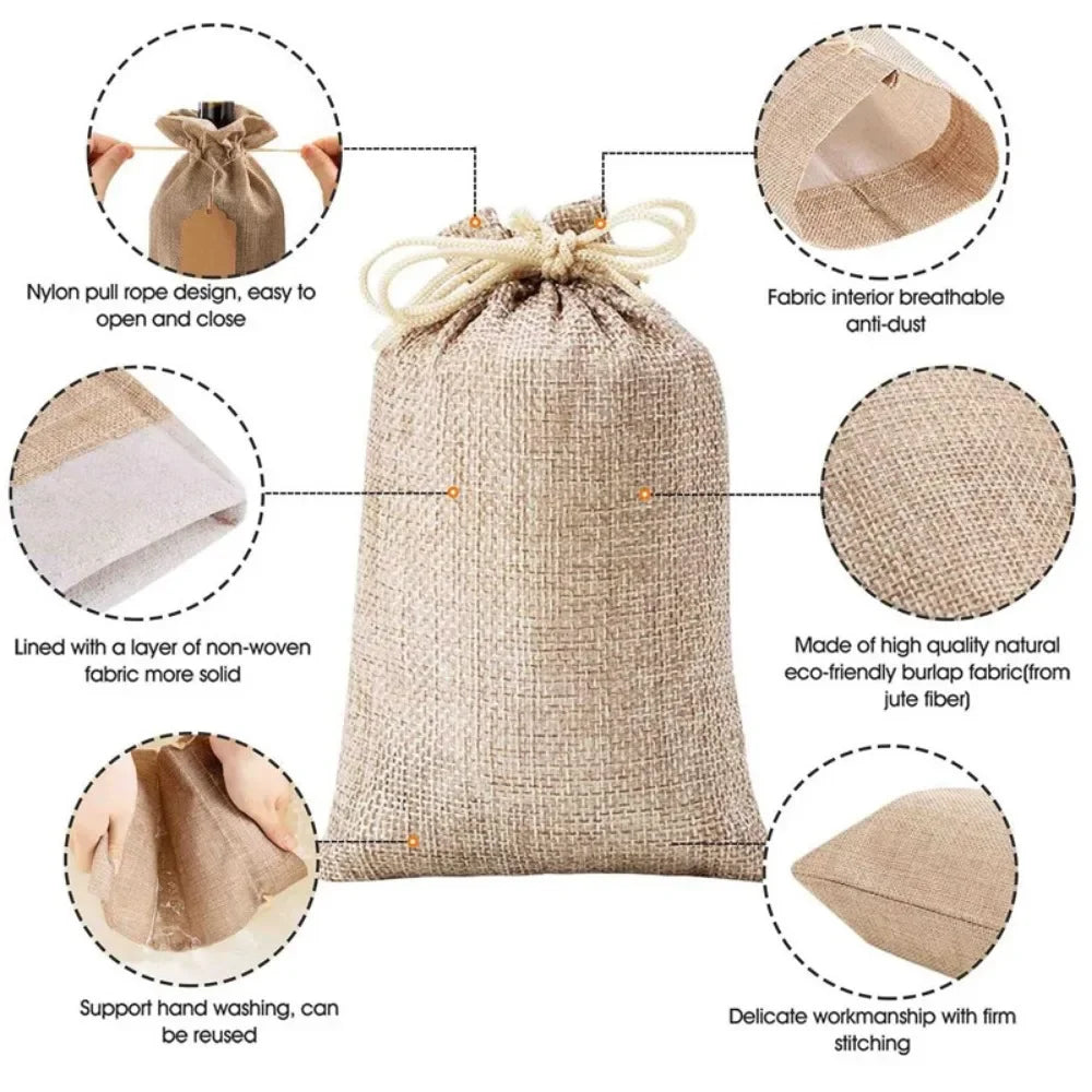 2025 Hot Christmas Burlap Drawstring Bag Festive & Party Supplies Children Drawstring Candy Bags Christmas Gift Bags Zpaxo