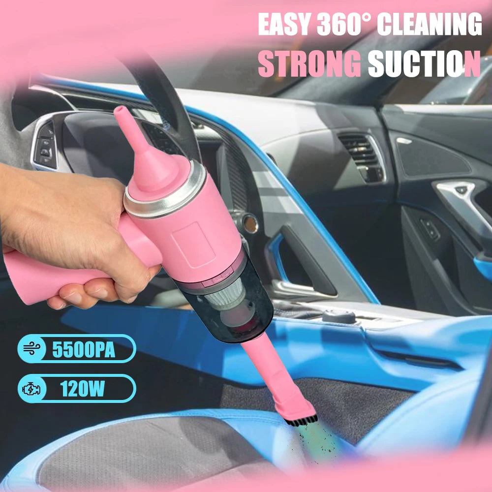Wireless Car Vacuum Cleaner 5500Pa 120W Cordless Handheld Auto Portabale Vacuum High-power Vacuum Cleaner for Home Office Car Zpaxo