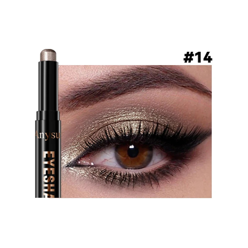 Pearl Metallic Eyeshadow Stick Sparkle Highlight One-Swipe Lazy Eye Shadow Highlighter Brightener Bold Multicolor 3D Eyes Makeup Zpaxo 14
