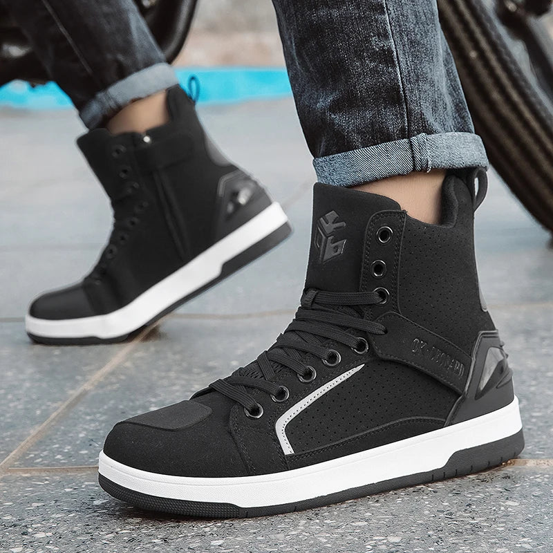 Lexsan Motorcycle Boots Men Leather Motos Breathable Anti Slip