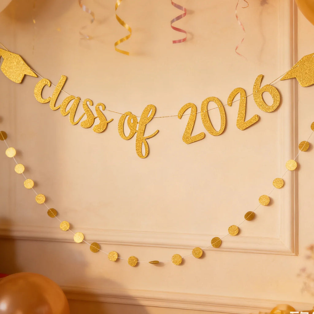 Glitter Congrats Grad Banner 2026 Graduation Decoration Garland Happy