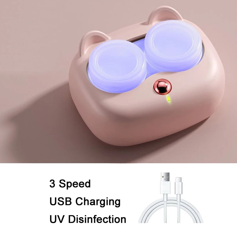 2026 Ultrasonic Contact Lenses Cleaner with Removable Portable Box Tear Protein Removal Machine Compact Contact Lenses Cleaning Zpaxo 124-PinkUSB