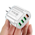 4 USB Charger Fast Charger 3A QC 3.0 Wall Charging For iPhone Samsung Huawei Xiaomi Mobile 4 Port EU US Plug Wall Phone Adapter Zpaxo US White