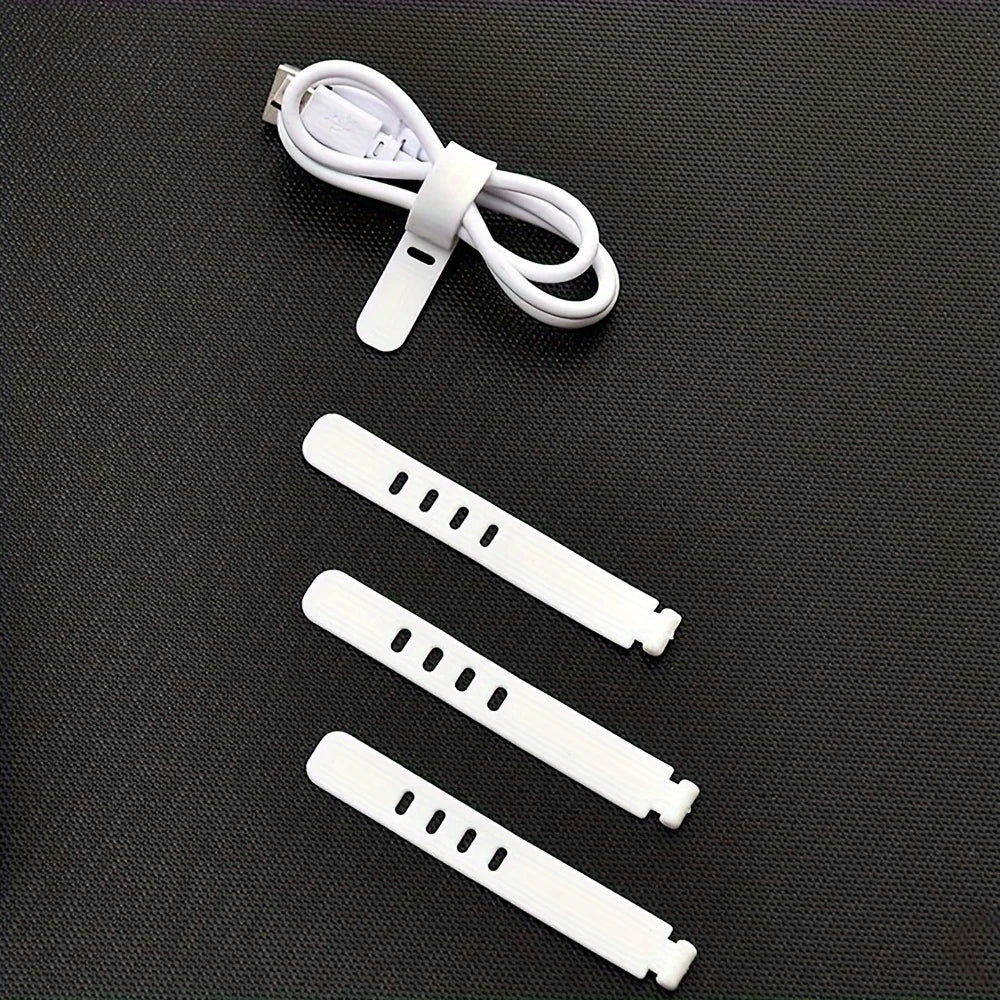 Silicone Harness Wire Strap Black White 4-Hole Elastic Cable Tie