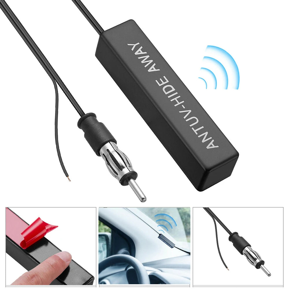 Universal Hidden Amplified Antenna Kit 12V Electronic Stereo AM/FM Radio Fits Car Truck Motorcycle Boat Golf Cart Campers Zpaxo
