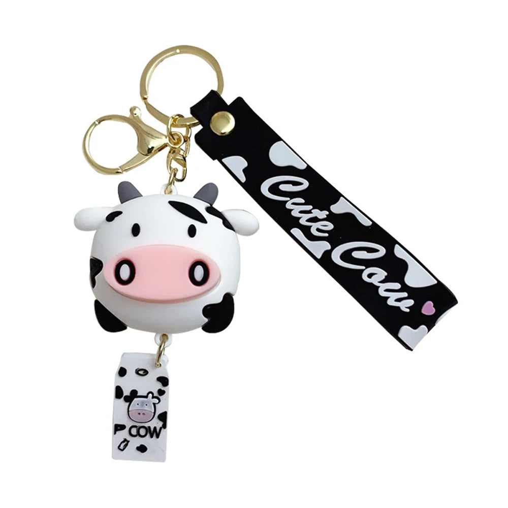 Fashion Jewelry Cute Door Key Car Key Charm Animal Keyrings Bag Decoration Silicone Cow Keychains Zpaxo