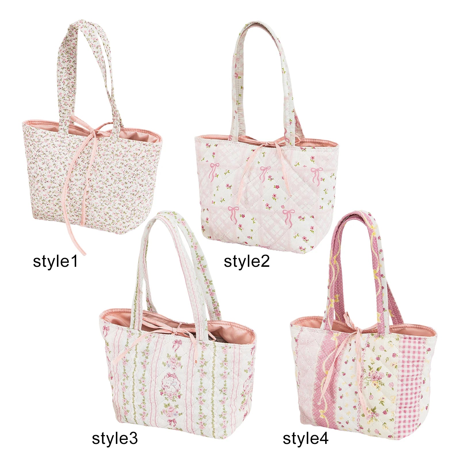 Floral Quilted Cotton Shoulder Bag Fashion Tote Bow Underarm Women Zpaxo