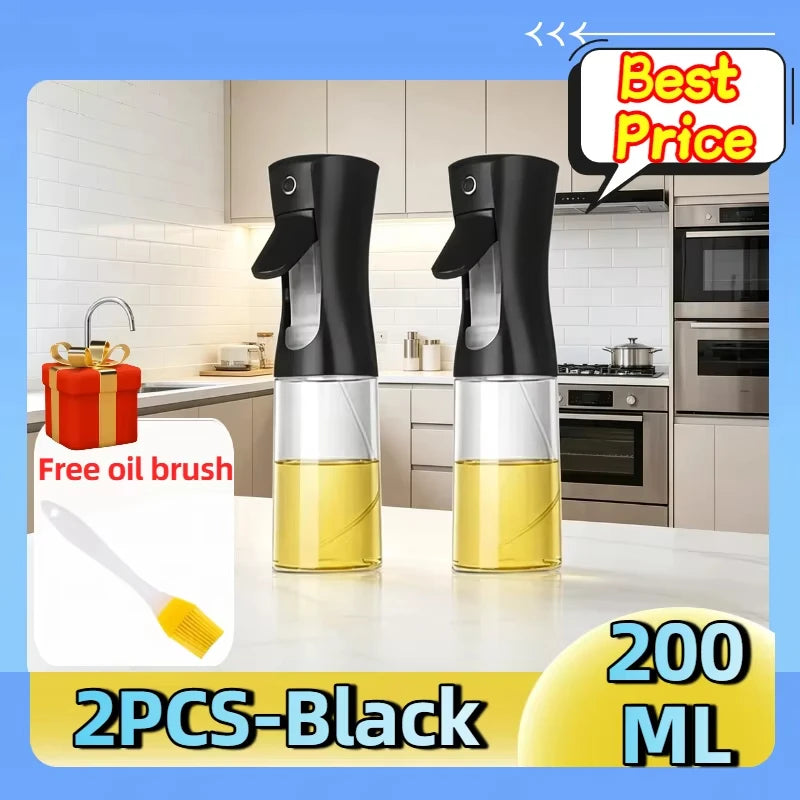 Oil Sprayer Olive Oil Dispenser Spray Bottle Leak-proof Oil Dispenser For Air Fryer BBQ Cooking Salad Baking Kitchen Zpaxo 2P 200ml black-gift