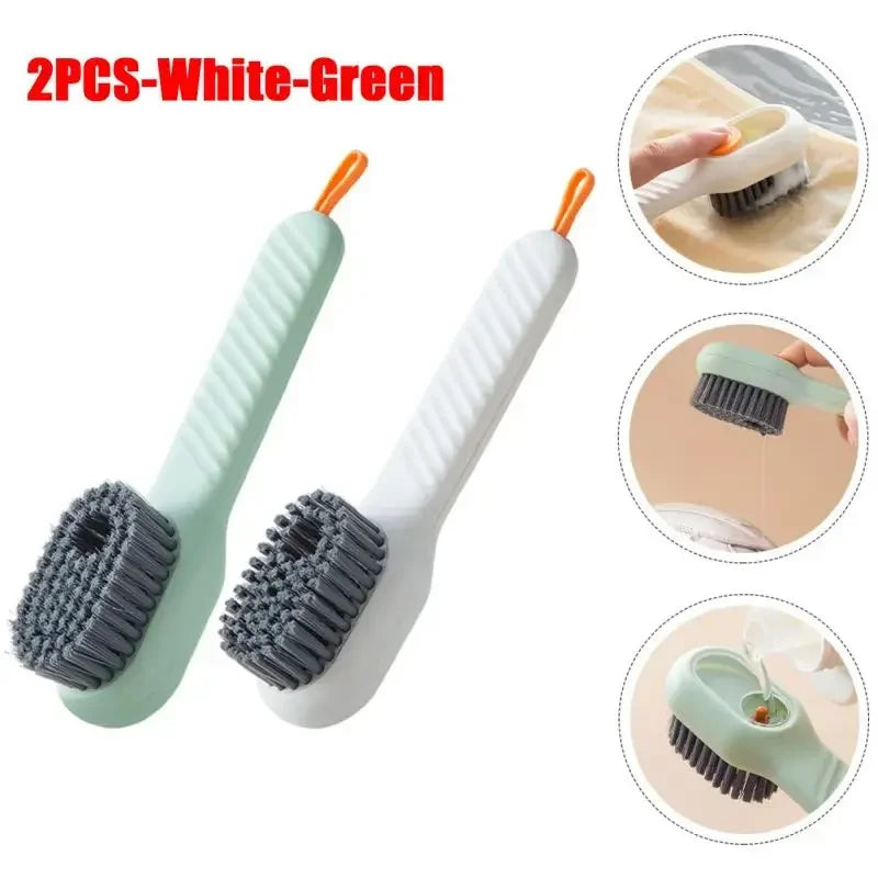Fashion Multifunction Shoe Brush Soft Bristled Liquid Filled Up Wash Shoe Cleaning House Accessories Clean Kitchen Tools Zpaxo 2pcs-white-green
