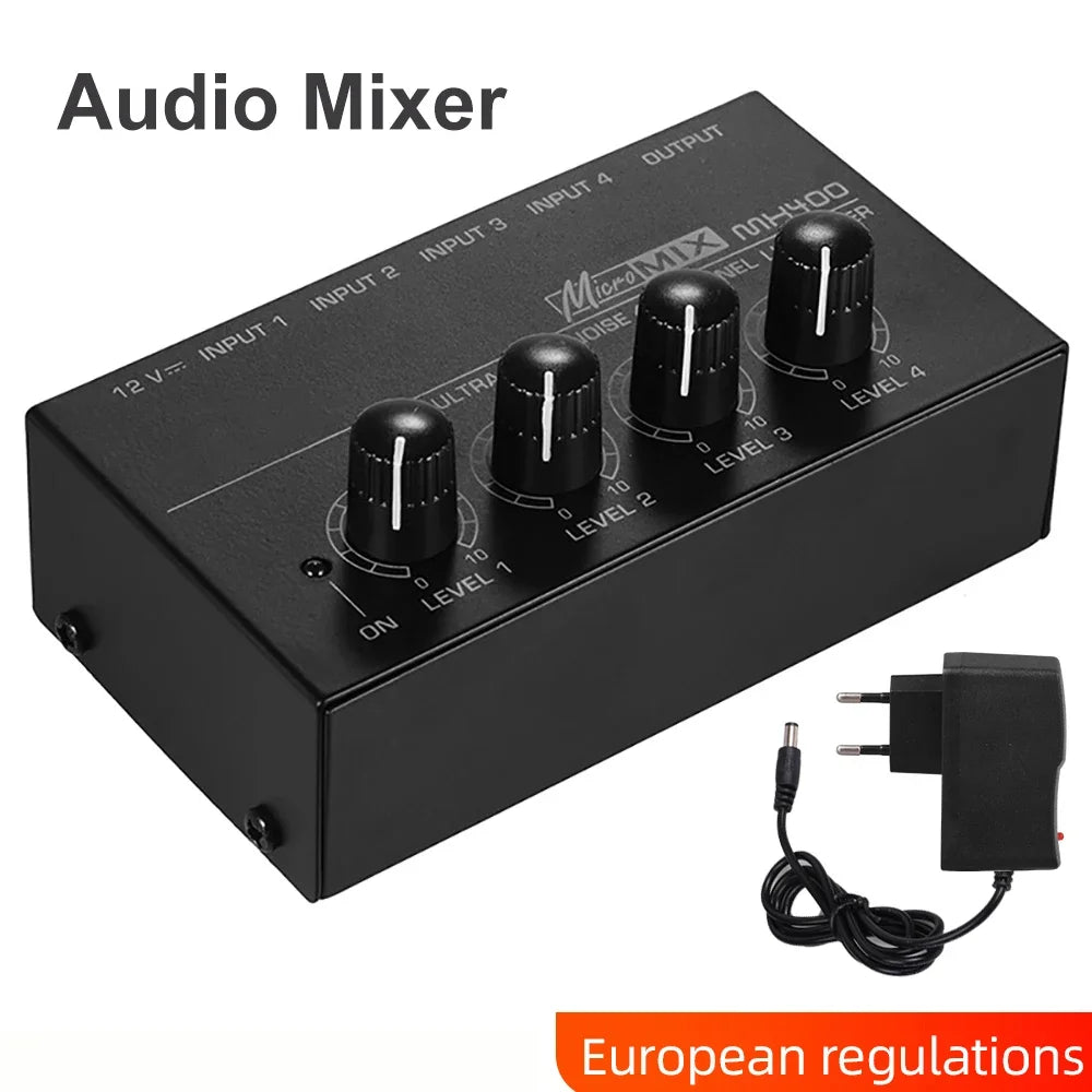 4 Channel Line Mixer Mini Sound DC 12V Easy Operation Audio Ultra Low