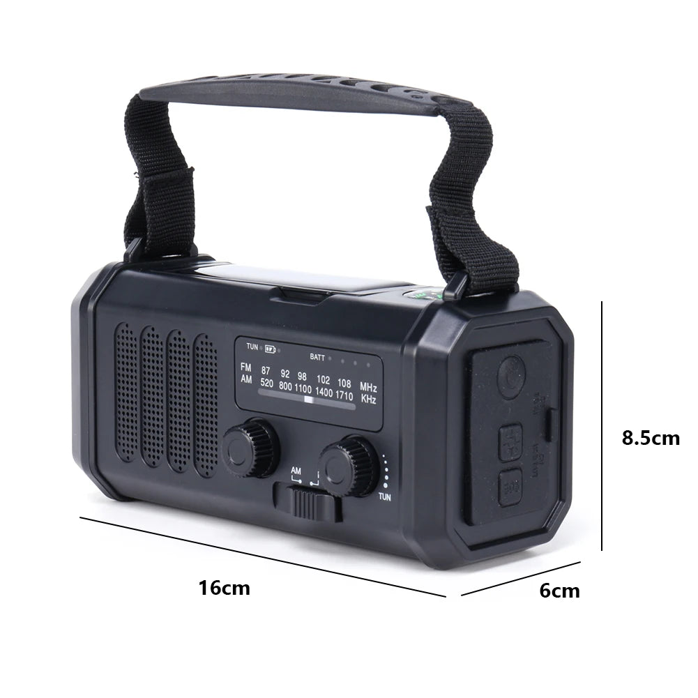 Solar Powered Emergency Power Bank LED Flashlight Type-c Charging