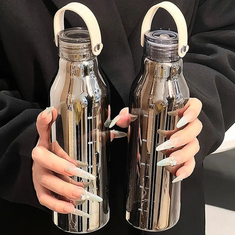 600ML Portable Graduated Water Cup with Handle for Women's Household Use, High Borosilicate Straw Cup, Heat-resistant Glass Cup Zpaxo