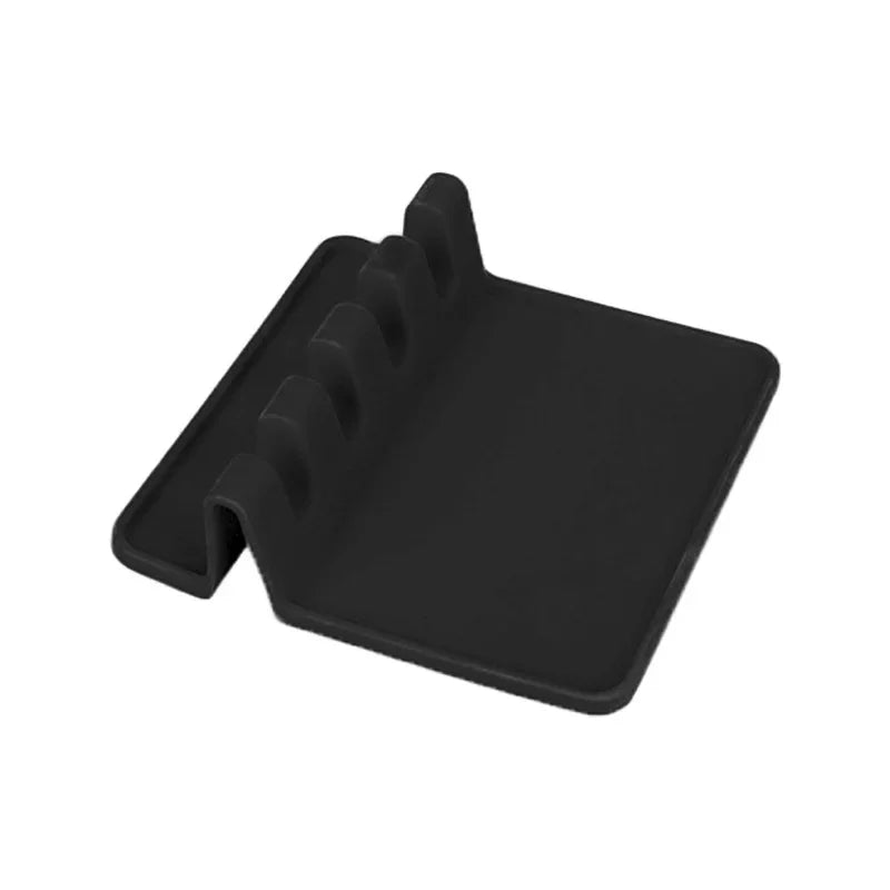 1pc Heat-Resistant Silicone Utensil Holder with Drip Pad - Perfect for Stove Spoons, Spoons, and Tongs - Kitchen Essential Zpaxo 1pc Black