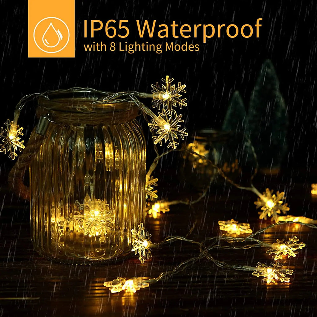 Christmas Solar String Light 8 Modes Powered Snowflake Outdoor Zpaxo